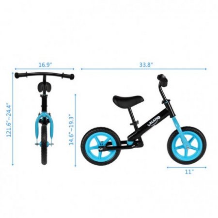 Popvcly 1pcs Kids Balance Bike Light And Strong Carbon Steel Bicyle Height Adjustable 33.8 x16.9 x 24 Inch Blue