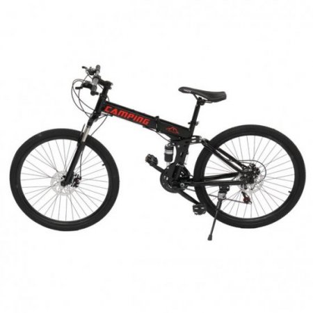 Campingsurvivals Folding 21 Speed 24" Riding Mountain Bike, Steel Frame Trail Road Bicycle, Black