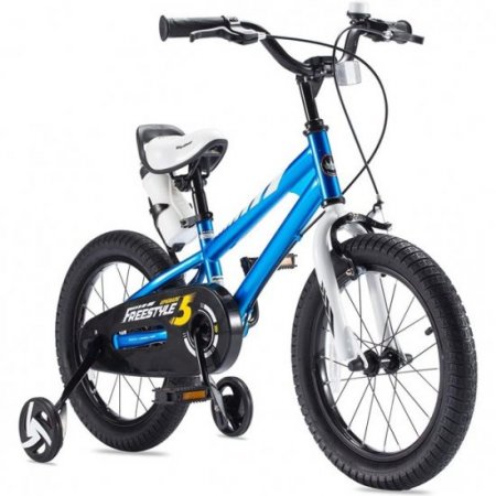 RoyalBaby Boys Girls Kids Bike BMX Freestyle 2 Hand Brakes Bicycles with Training Wheels Child Bicycle | 16 Inch With Kickstand and Training Wheels