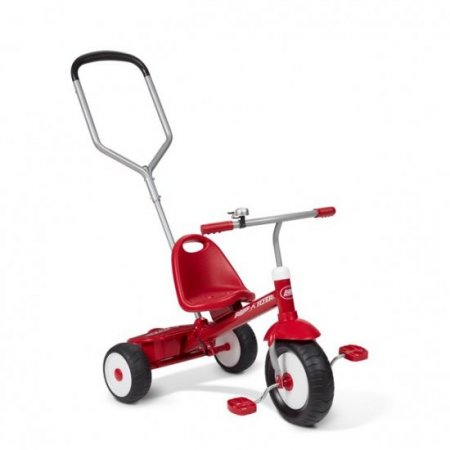 Radio Flyer, Deluxe Steer & Stroll Trike, Parent Push Handle, Red