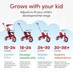 smarTrike Zoom 4 in 1 Baby Toddler Trike Tricycle Toy for 15 to 36 Months, Red