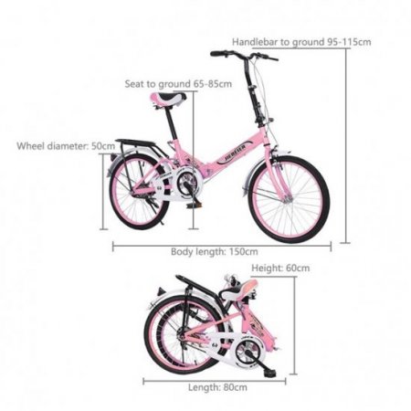 Folding 20in Adult Students Ultra-Light Portable Women's City Mountain Cycling