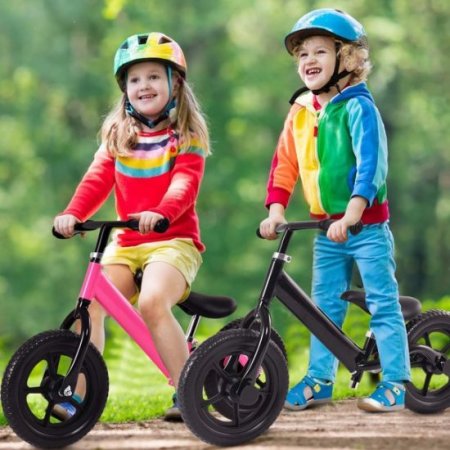 Walfront WALFRONT 12" Kids Balance Bike, Children Toddler Push Bike Bicycle Adjustable Handlebar and Seat Sports Balance Bike for Children Boys & Girls Age 3-6 (Black)