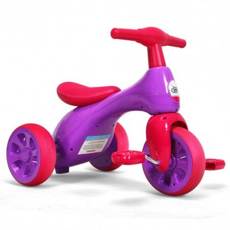 Apontus 2 in 1 Toddler Tricycle Balance Bike Scooter Kids Riding Toys w/ Sound & Storage-Pink