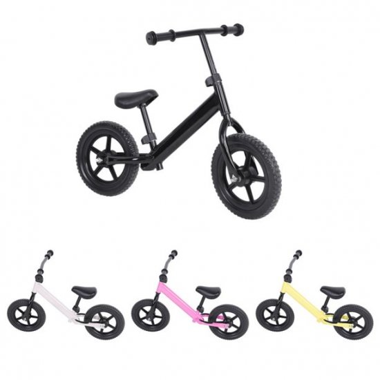 Walfront WALFRONT No-pedal Bicycle,Balance Bicycle,12inch Wheel Carbon Steel Kids Balance Bicycle Children No-Pedal Bike Black/Yellow/Pink/Silver