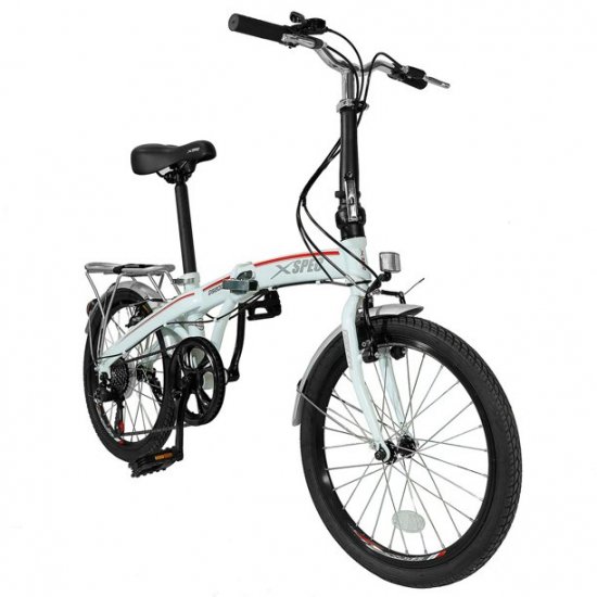 Xspec 20\" 7 Speed City Folding Compact Bike Bicycle Urban Commuter Shimano, White