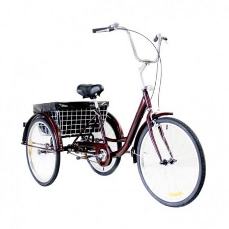 Adult Tricycle Trike 3-Wheel Bike Cruiser 20" w/Basket, Liner& Comb Lock, Shiny Red