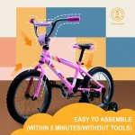 Uenjoy Uenjoy 16" Kids Bike with Detachable Training Wheels,Capacity Weight 176 Pounds,Adjustable PU Seat,Cute Owl Pattern,Best Gift for 4-7 Years Old Boys&Girls,Easy to Assemble,Pink