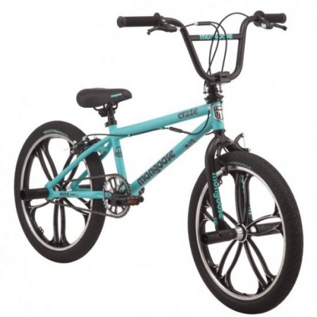 Mongoose Craze Freestyle BMX Bike, 20-inch Mag wheels, 4 Freestyle Pegs, ages 6 and up, Black, Mint, girls, boys