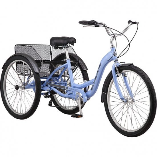 2021 new Schwinn Meridian Adult Tricycle, Three Wheel Cruiser Bike, 24 - 26-Inch Trike Wheels, Cargo Basket, Adjustable Handlebars, Multiple Colors