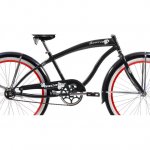 Micargi ROVER 24" Mens Beach Cruiser-Matte Black/ Red Rim