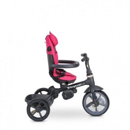 Joovy Tricycoo LX Kid's Tricycle, Push Handle, Adjustable Seat, 8 Stages, Magenta