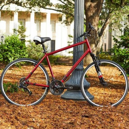 700c Royce Union RMY Mens 21-Speed Hybrid Comfort Bike, 17" Aluminum Frame, Metallic Red