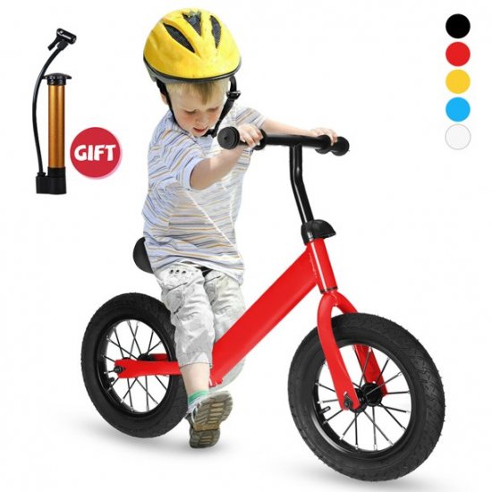 KWANSHOP Upgrade Kids Balance Bike with Rubber Inflatable Tire, Anti-skid Shockproof, Adjustable Seat & 360