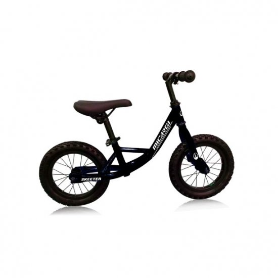 Micargi 12\" Push Bikes Steel Frame Air Tire Grip Children Balance Bicycle, Color: Frame Black, Wheel Black