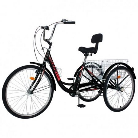 3 Wheel Bikes Adult Tricycles 7 Speed Adult Trikes 24 Inch Three-Wheeled Bicycles Cruise Trike with Shopping Basket for Seniors