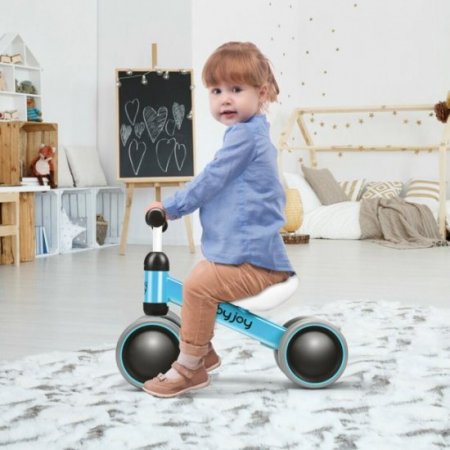 Costway Babyjoy 4 Wheels Baby Balance Bike Children Walker No-Pedal Toddler Toys Rides Blue