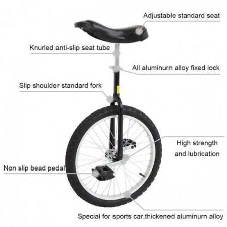 Ubesgoo UBesGoo 16" Skid Proof Wheel Unicycle, Mountain Tire Cycling Self Balance Exercise