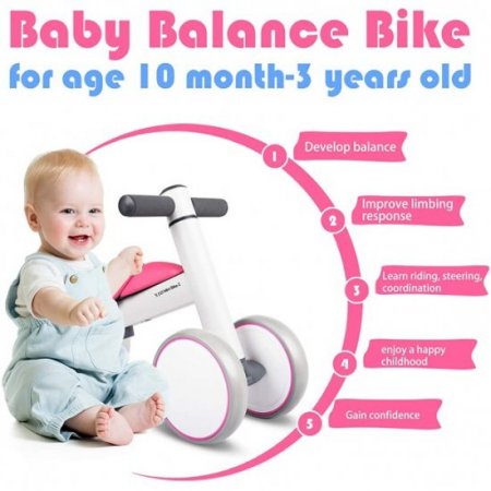 XJD XJD Baby Balance Bikes Baby Toys for 1 Year Old Boys Girls 12-24 Months Cute Toddler First Bicycle Infant Walker Children No Pedal 4 Wheels 1st Birthday Gift