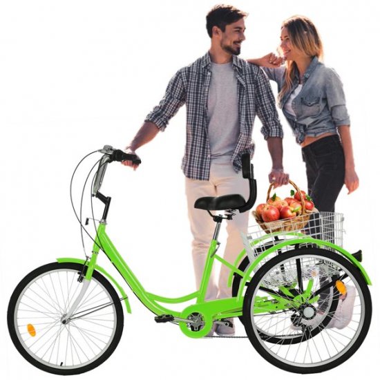 WMHOK-Green Adult Tricycle for Shopping W/Installation Tools