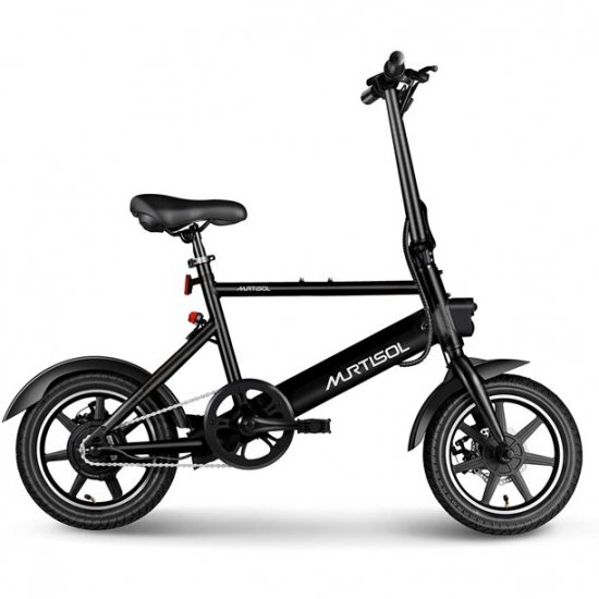 Murtisol 14\"Electric Bicycles E-bike for Adult Aluminium Ebike Folding Bike 6AH Hidden Large Lithium Battery, 3 Digital Adjustable Speed, Foldable Handle Removable Battery Pedal Assist Power