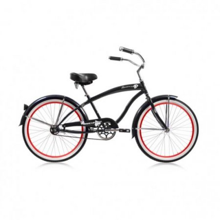 Micargi ROVER 24" Mens Beach Cruiser-Matte Black/ Red Rim