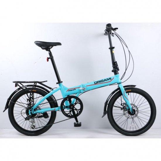 Origami Hawk folding bicycle in blue