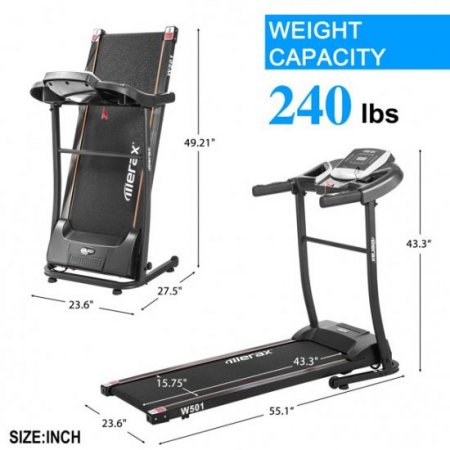 Folding Exercise Treadmills on Sale, SEGMART Electric Treadmill with 16'' Wide Tread Belt, EKG Grip Pulse Sensor, Easy Assembly Home Motorized Running Machine with 12 Preset Program, 240 lbs, S10269