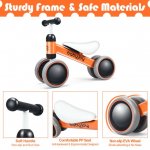 4 Wheels Baby Balance Bike Children Walker No-Pedal Toddler Toys Rides Orange