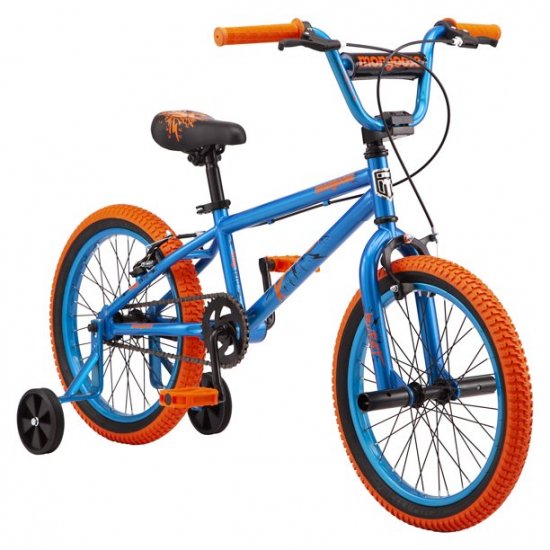 Mongoose Burst kids bike, single speed, 18-inch wheels, blue