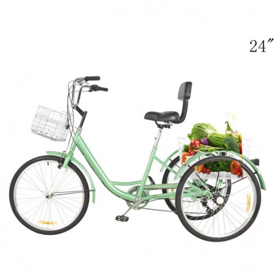 24\" 8 Speed Adult Trike Tricycle with Shopping Basket