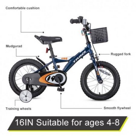 Hemousy Kids Bike for Boys and Girls, 14/16 inch with Training Wheels-Black