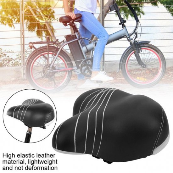 ACOUTO PU Leather Good Elastic Rainproof General Double Spring Electric Bicycle Seat Cushion Bike Saddle Cycling Accessory