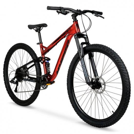 Hyper 29\" Explorer Men\'s Dual Suspension Mountain Bike, Red