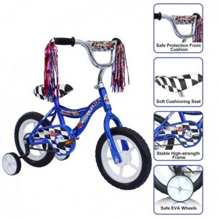 USToyOutlet USToyOutlet 12" BMX Bicycle S-Type Frame EVA Tire No Brake Bike Kid's Bike - Blue