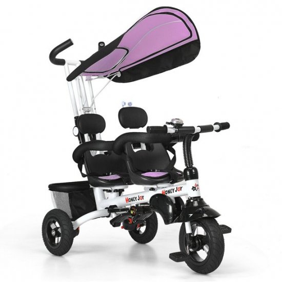 Gymax 4-In-1Twins Kids Baby Stroller Tricycle Detachable Learning Toy Bike