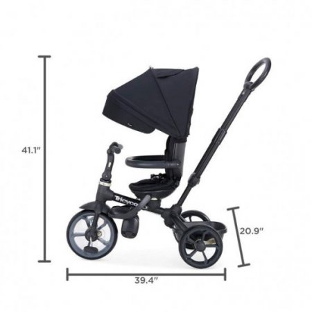 Joovy Tricycoo LX Kid's Tricycle, Push Handle, Adjustable Seat, 8 Stages, Black