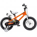 RoyalBaby Freestyle 14 Inch Orange Kids Bike Boys and Girls Bike with Training wheels and Water Bottle