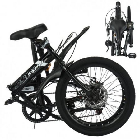 Cbcbtwo Folding Bike Mountain Bike Leisure 20 inch Bike Foldable for Women Girls Bike Variable Speed 7 Speed Compact Bike Urban Commuters Black