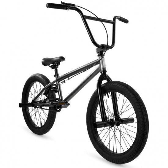 Elite 20\" BMX Stealth Bicycle Freestyle Bike 1 Piece Crank Gunmetal Grey 2021