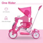 Qaba Children Ride-On Moped Tricycle with an Interesting/Stylish Design & Interactive Music & Lighting Functions Pink