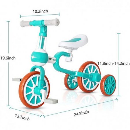 VOKUL 3 in 1 Baby Balance Bike, Toddler Tricycle Bike Toys with Detachable Pedals,Kids Walking Tricycle/Bicycle for 1-4 Years Old ,3 Wheel Bike Trikes First Birthday Gift