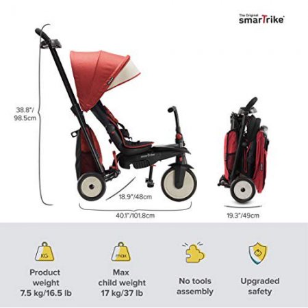 smarTrike STR5 Folding Toddler Bike Tricycle Stroller Push