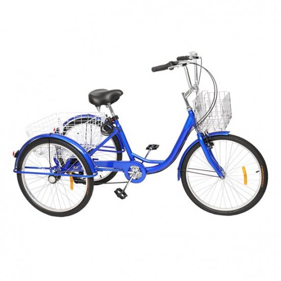 BaytoCare Adult Tricycle, Three Wheel Cruiser Bike, 24-inch Trike Wheels, Blue