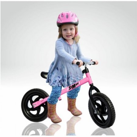 Stmax Balance Bike Pink No Pedal Adjustable for Kids Girls Boys Foam Tire 12"