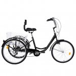 BEFOKA 24 inch Adult Tricycle 1/7 Speed 3-Wheel Bicycle Trike Cruiser For Shopping with Installation Tools Black