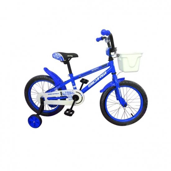 USToyOutlet 16\" BMX Steel Frame Coaster Brake Bicycle One Piece Crank w/ Baskets & Fenders, Rims-Red Kid\'s Bike - Blue