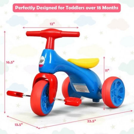 Costway Costway 2 in 1 Toddler Tricycle Balance Bike Scooter Kids Riding Toys w/ Sound & Storage