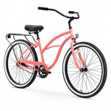 sixthreezero Around The Block Women's Single-Speed Beach Cruiser Bicycle, 26" Wheels, Coral