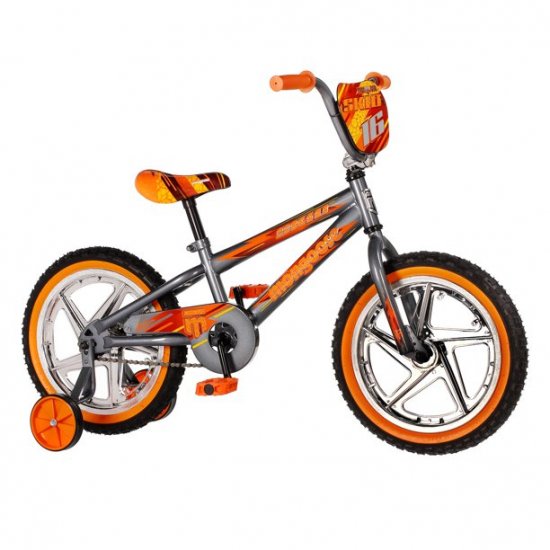 Mongoose Mongoose 16\" Skid Single Speed Kids Training Wheel Sidewalk Bicycle, Gray/Orange